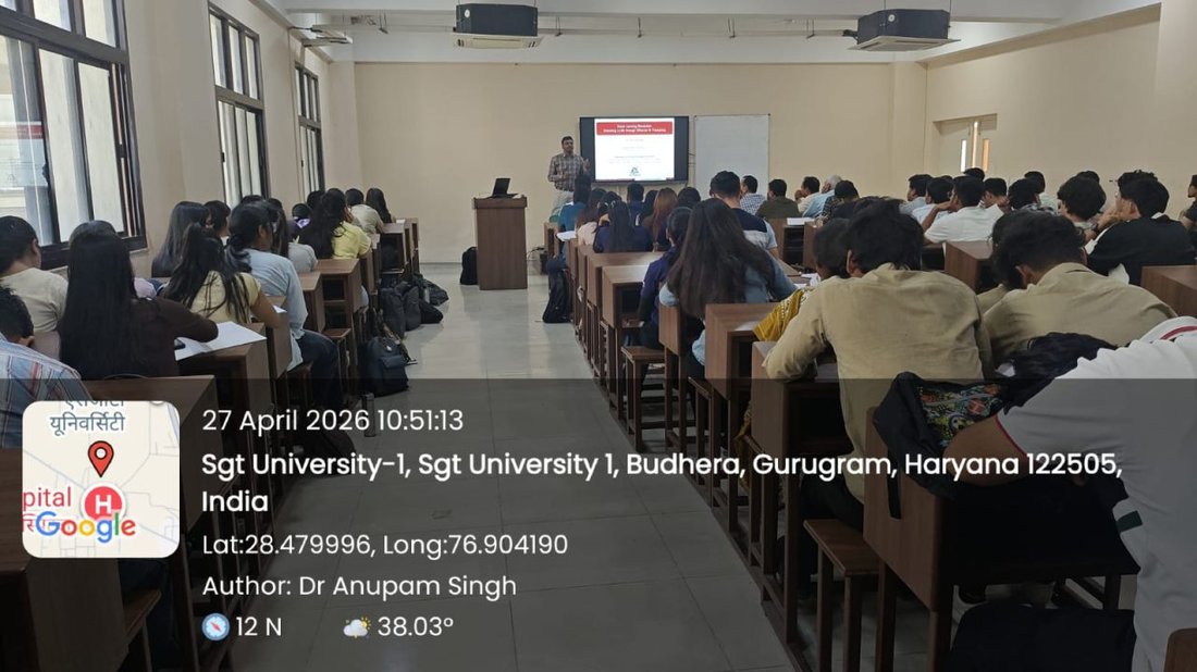 Invited talk session in progress at SGT University, Gurugram, 27 April 2026