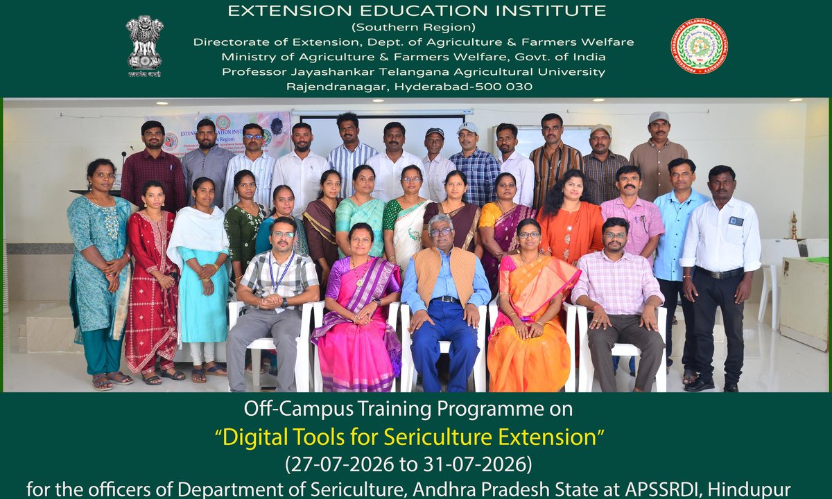 Group photograph from the Digital Tools for Sericulture Extension training programme at APSSRDI, Hindupur