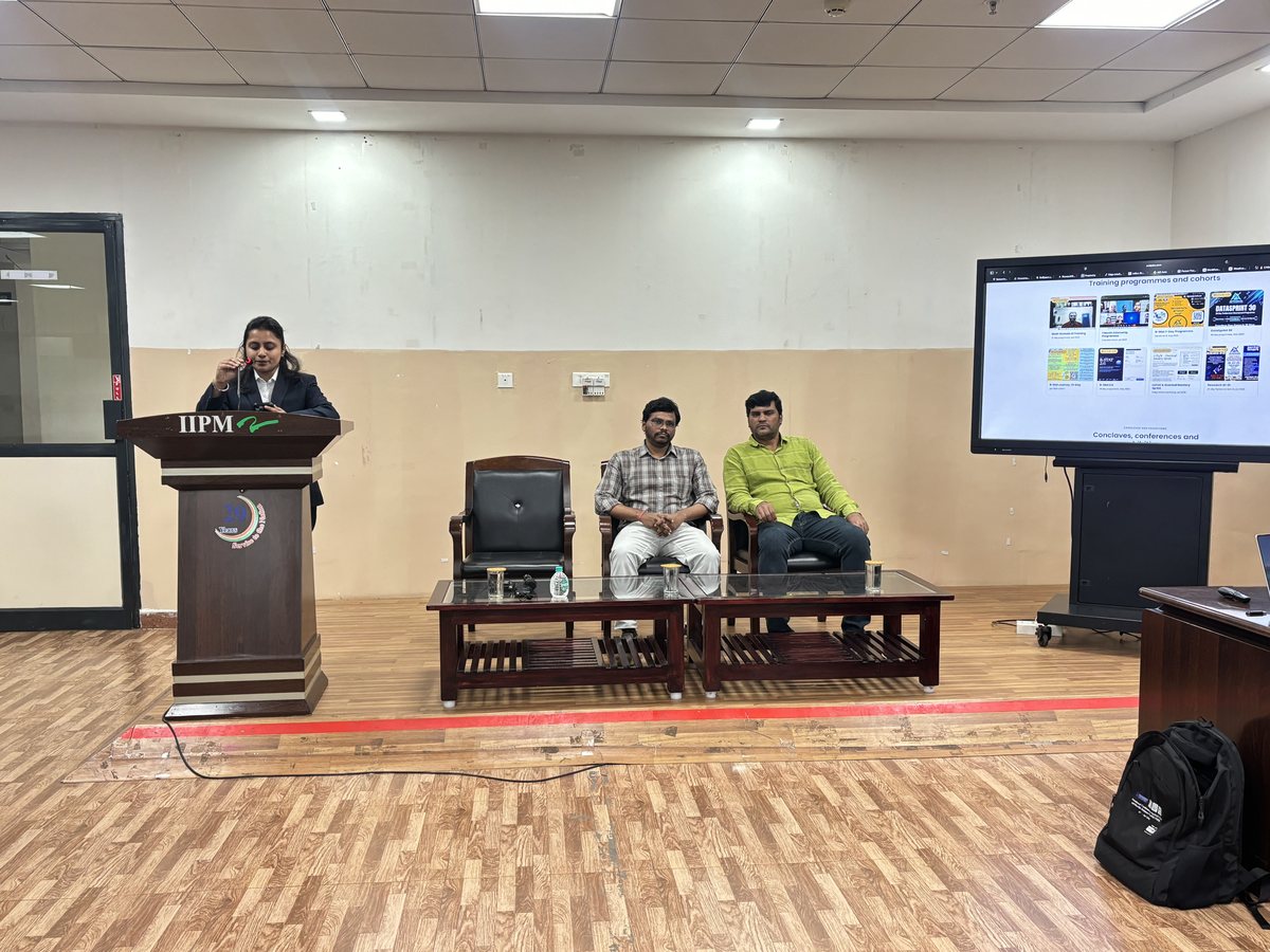 Introduction on the dais before the AI Automation in Agriculture session at IIPM, Bengaluru